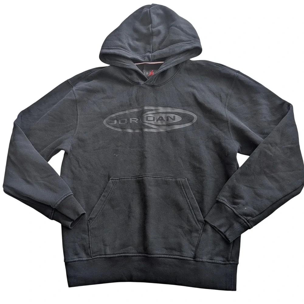 Air JORDAN Essentials Black Graphic Logo Pullover Hoodie‎ Sweatshirt Sz S Nike